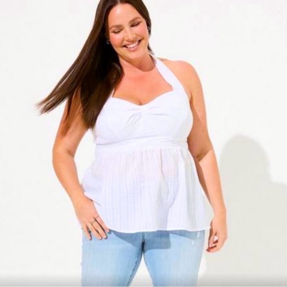 Torrid sweetheart cut seersucker halter tank